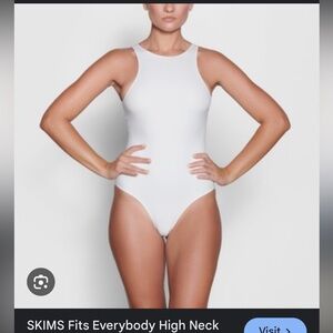 Skims Fits Everybody High Neck White Bodysuit Size M